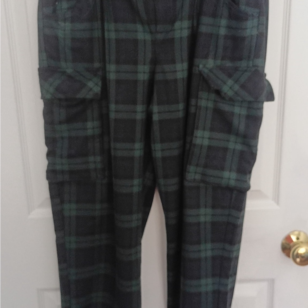 Green Plaid Cargo Pants